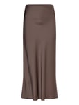 Malina Aubree Satin Midi Skirt Brun