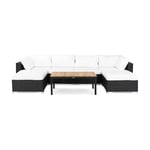 Loungegrupp Comfort Garden Bahamas Soffa 6-sits med Bord Svart/Teak/Vit