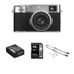 Fujifilm X100VI Silver med tilbehør m: Batteri | 128GB SD-kort | Nakkerem