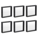 Floating Thin Film Display Box, ABS Frame Case 11cm x 11cm x 2cm Black Pack of 6