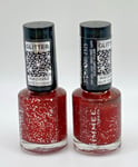 2 x Rimmel London Glitter Nail Polish Top Coat 8ml Ruby Crush 002 High Coverage