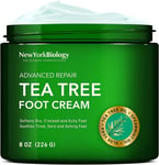 York Biology Tea Tree Oil Foot Cream for Dry Cracked Feet, Athletes Foot, Nail –