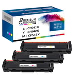 PREMIUM CARTOUCHE x3 Toner CF541X + CF543X + CF542X (Cyan + Magenta + Jaune) - Compatible pour HP