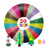 Yungden 3D Pen Filament Refills, 20 Colours 1.75MM PLA for 3D Pen with 2 Finger Caps, High Precision 3D Printing Filament, Total 100M, Suitable for MYNT3D, SCRIB3D 3D Pens (3D Pen Not Included)