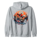 two anime koi fish asian carp lucky goldfish sunset waves Zip Hoodie