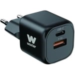 WOXTER 2PORT Mini Charger - Mini Chargeur Rapide de 20 W, 1 Prise USB-C + USB Protections intégrées