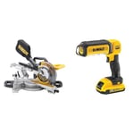 DEWALT DCS365N-XJ XR 184 mm Mitre Saw with XPS-Bare Unit, 590 W, 18 V, Yellow & DCL050-XJ 18 V XR Handheld Yellow LED Area Light, Bare Unit, Multi