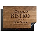 KitchenYeah© Protege Plaque Induction 78x52 cm Deco Cuisine Accessoires Pratique Protection De Vitroceramique Citation - Bistro - Bon appétit - Sweet home - Texture du bois - 78x52 cm