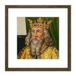 British School Henry I King Portrait 8X8 Inch Square Wooden Framed Wall Art Print Picture with Mount