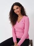 Crew Clothing Round Neck Cashmere Blend Jumper, Bright Pink