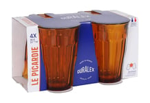 4X DURALEX picardie Amber Drinking Glasses highball 360ml