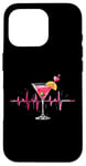 Coque pour iPhone 16 Pro Verre à cocktail Motif battements de cœur Martini