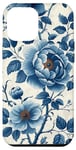 iPhone 12 Pro Max Blue and White Toile French Pattern Flowers Floral Botanical Case