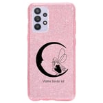 Coque Galaxy A13 4G paillettes rose fee lune