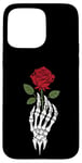 Coque pour iPhone 15 Pro Max Tatouage esthétique rose rouge squelette fleur pour enfants homme femme