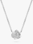 Dower & Hall Wild Rose Bloom Pendant Necklace, Silver