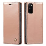 QLTYPRI Case for Samsung Galaxy A51, Vintage PU Leather Wallet Case Card Slot Kickstand Magnetic Closure Shockproof Flip Folio Case Cover for Samsung Galaxy A51 - Rose Gold