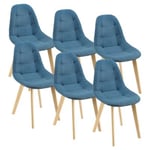 Lot de 6 Chaises de Salle à Manger Kopparberg 86 x 53 x 47 cm Bleu en.casa