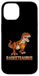 Coque pour iPhone 14 BasketSaurus Dinosaure Balle T-rex Dino Jouant au Basketball