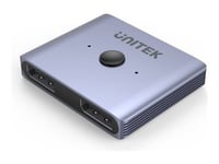 Unitek V1609a - Video-Splitter/Svitsj - Bidirectional - 2 X Displayport - Stasjonær