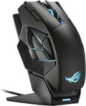 Rog Spatha X - Souris Gaming Sans Fil (Base De Chargement Magnétique, 12 Boutons Programmables, 19000 Dpi, Socket Push-Fit Exclusif Pour Switches, Micro Switches, Paracord, Aura Sync Rgb)