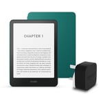 Kindle Paperwhite (2024 Release) 16 GB with ads, an Amazon Plant based Cover and an Amazon Powerfast 9W Power Adapter