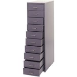 Caisson a roulettes Boston T851, armoire à tiroirs armoire en acier, 110x28x41cm 10 tiroirs, gris foncé