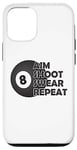 Coque pour iPhone 12/12 Pro Pool Aim Shoot Swear Repeat – Funny Pool Black 8 Ball