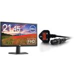 Dell SE2222H 21.5 Inch Full HD (1920x1080) Monitor, 60Hz, VA, HDMI, VGA, 3 Year Warranty, Black & C2G 88513 2 Metre UK Power Cable (IEC320C13 to BS 1363) 6 Foot Kettle Lead/Power Cord, Black