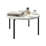 Table basse Providence 178, Blanc + Noir, 45x0x0cm, Diamètre: 80, Stratifié, Rond