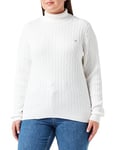 GANT Women's Stretch Cotton Cable Turtleneck Sweater, Eggshell, M