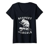 Womens Beaver Respect The Locals Simple Native Pride Nature Lover V-Neck T-Shirt