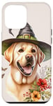 Coque pour iPhone 12 Pro Max Aquarelle jaune Labrador retriever pour Halloween