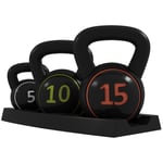 Kettlebell, 2,2 Kg, 4,5 Kg, 6,8 Kg Kettlebell, Set Med 3 Bollvikter För Gymnastik, Styrketräning, Svart