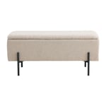 Banc coffre en tissu bouclette et métal L95cm - Beige - watford