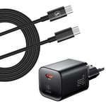 Äärimmäisen nopea laturi Samsung Galaxy S25:lle 30 W USB-C virtalähde + kaapeli 2 m - musta