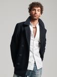 Superdry Merchant Moleskin Pea Coat, Ink