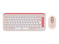 Logitech POP Icon Combo - Ensemble clavier et souris - sans fil - Bluetooth LE - QWERTY - International US - rose, blanc cassé