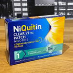 🟢 NiQuitin 21mg Clear Patch Nicotine Step 1 Stop Smoking Aid (7 Patches) BNIB