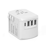 Tripper ADAPTATOR Chargeur de Voyage International, Adaptateur Rapide 15W Universel Xoopar Blanc - + de 150 Pays - Tout en Un avec 3 USB Type-A et 1 USB-C - 120/220V