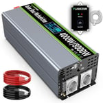 4000W Convertisseur 12V 220V Pur Sinus Onduleur DC 220V/230V avec Télécommande 2 Prises AC et 2 Port USB Transformateur de Tension pour Système Solaire RV