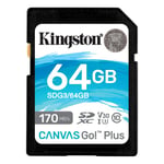 Kingston Canvas Go Plus UHS-I U3 SDXC kort - 64 GB