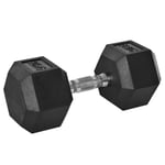 Rubber Black 35.6Lcm 20KG Single Hex Dumbbell Portable Hand Weights Home Gym