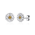 Sterling Silver Daisy Earrings Created with Zircondia® Crystals