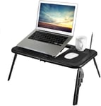 Lapdesks Bed Table Stand, Adjustable Laptop Desk Table with Usb Cooling Fans Folding Laptop Bed Table Lap Desk Stand Tray Portable Lap Bed Table for Home Office Dormitory Bed Sofa Lawn, Black