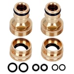 2Set Brass Universal Kitchen Tap Connector Converters 22mm Threaded Outside/Indoor Tap,Kitchen Sink Tap Adapter,Hot Water Tap Connector for Hosepipe,Kitchen Mixer Tap Hose Connector for Outdoor Garden