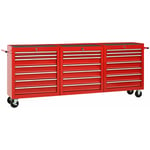 Chariot à outils avec 21 tiroirs Servante d'atelier Chariot d'atelier Acier Rouge 11031