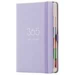 Diary 2025, A5 2025 Diary Day Per Page,Daily Planner,Plan Your Year from Jan. 2025 to Dec. 2025 with Monthly Tabs, Colorful Side Design, Pen Loop and Back Pocket (Purple)