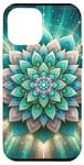 Coque pour iPhone 13 Pro Max Mandala bleu, rose et vert