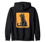 Funny Black Cat with Crown for a Royal Comedy Vibe Zip Hoodie